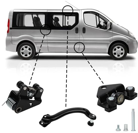 Rodillos de Puerta Lateral Derecha repuesto para Renault Trafic/Nissan Primastar 2001–2015, Juego de Ruedas Puerta Lateral compatible con Opel Vivaro 2001–2015-Guía de Rodillos para Puerta Cor