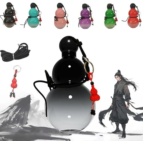 EHOTER Gourd Water Bottle 800 ML Bouteille d'eau en Forme De Gourde Bouteille d'eau Wukong Sun Grande Capacité pour Sport Voyage Kit De Bouteille d'eau D'inspiration Rétro Chinoise (Noir)