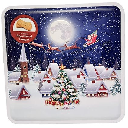 Delicious Scottish Biscuit Shortbread Fingers in 200g Gift Tin box Ideal Christmas Treat Suitable for Vegetarians (Shortbread With Christmas scene Tin box)