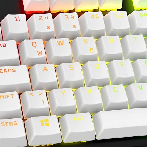 HyperX PBT Keycaps - Kompletter Tastensatz, Double Shot PBT-Material, DE Layout, 105, Weiß