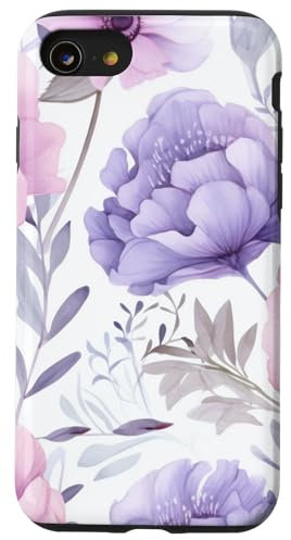 Fiori di lavanda e lilla con accenti verdi Custodia per iPhone SE (2020) / 7 / 8