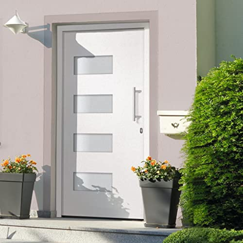 Materiali da costruzione, porte, porte domestichePorta d'ingresso in alluminio e PVC bianco 100x210 cm