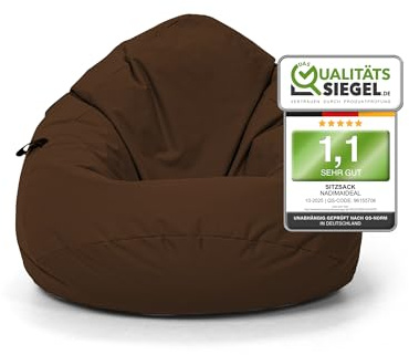 Nadimaideal Sitzsack Tropfenform Kastanie | Bodenkissen für Kinder & Erwachsene | Indoor & Outdoor | Gaming Sitzsack - Sitzkissen - Beanbag | Füllung EPS Perlen (Braun, XL-Durchmesser 77 cm)