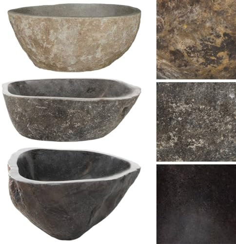 Willood Waschbecken Flussstein Naturstein Waschbecken Badezimmer Waschbecken Oval Waschbecken 37-46cm