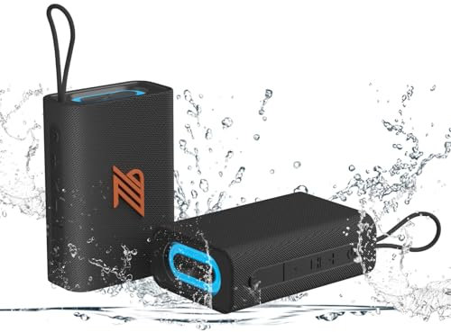 Bluetooth Speaker Small Speakers Clear Loud Stereo Sound TWS Portable Wireless Speaker with Lights IPX5 Waterproof Speakers BT5.3 Long Playtime for Home Party Outdoor Beach Electronic Gadgets (Black)