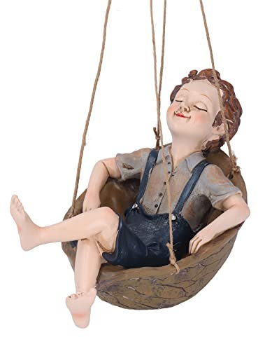 KIMISS Waldelfen-Schaukelanhänger aus Walnussholz, Elfen-Gartendekoration, Wohndeko-, Innenhof-Dekor-Anhänger, Gartenhof-Seriendekoration