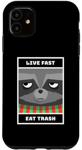 Hülle für iPhone 11 Live Fast Eat Trash Lustiger Waschbär Camping und Campers Design