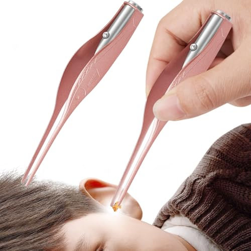 Lot de 2 pinces à épiler avec lumière LED, pince à épiler en acier inoxydable, outil de retrait de cérumen