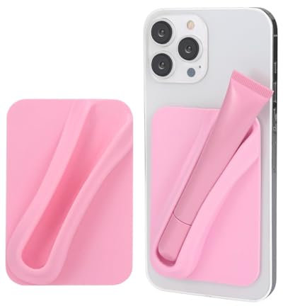MOPZIJA 1PCS Lipgloss-Schutzhülle für Handy, Lipgloss handyhülle,handyhülle Lipgloss Halter,seidiges Silikon, Lippenhalter, zum Aufkleben, kompatibel mit iPhone, Samsung, Galaxy, Android-Smartphones