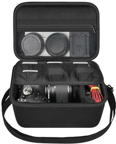 casmilee Digital Camera Case Compatible with Canon EOS Rebel T7 / 90D / 4000D / T100 DSLR Cameras, also for Sony Alpha a6400 / a6100 Mirrorless, SD Card Holder and More (Box Only), black, Storage