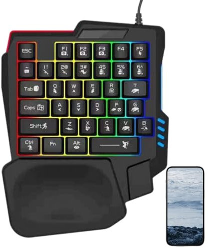 Teclado mecánico: Teclado para Juegos retroiluminado RGB, Teclas Personalizables Intercambiables en Caliente | Teclado mecánico ergonómico con una Sola Mano, interruptores mecánicos táctiles, Teclado