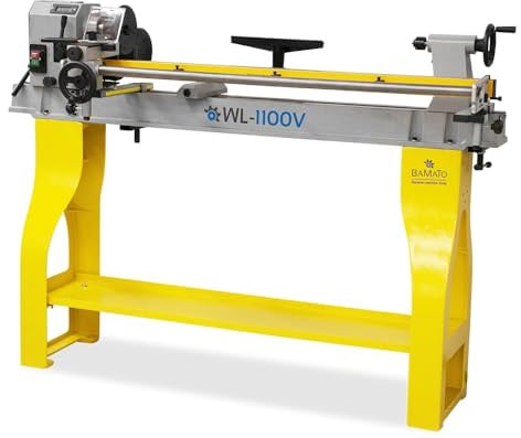 BAMATO Drechselmaschine WL-1100V Drehbank Drehtischmaschine | Leistung 750W | 500-2000 min-1 stufenlos variabel | Werkstücke bis 1100mm | 4-Zackmitnehmer (WL-1100V + Kopiereinrichtung WL1100CD)