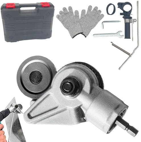 Metal Sheet Cutter,Electric Nibbler Drill Attachment with Adapter,Electric Drill Shears Attachment Cutter Tool for Cutting Iron,Aluminum and Metals Materials