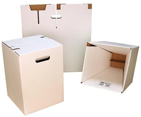 [BOXXCO] 5 Stück Papphocker Sitzmöbel Eventhocker Hocker Weiß | 1-teilig | 300x300x420 mm (5, Weiß)