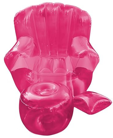 Transparente aufblasbare Couch Sofa Erwachsene, aufblasbarer Stuhl 41''x41''x28'' Clear Couch, Outdoor & Indoor Blow Up Couch for Schlafzimmer, Balkon, Pool, Rasen, Reisen(Pink)