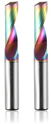 Lot de 2 fraises en aluminium - 8 m - Tige - Fraise VHM - Longueur de coupe : 25 mm - Avec revêtement DLC CNC - Pour aluminium