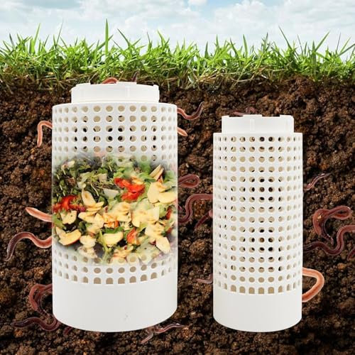 2-Piece Underground Compost Bin – Outdoor Plastic Worm Farm for Organic Waste, with Lid and Ventilation Holes – Ideal for Garden, Allotment, Greenhouse or Backyard Use