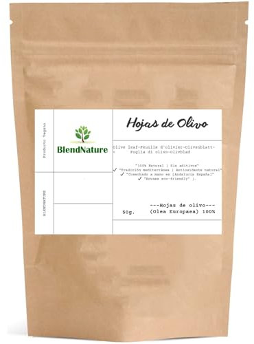 Hojas de Olivo Naturales Enteras - Seleccionada 50g –Envio 24h -Vegana - Origen España- Ideal para Infusion
