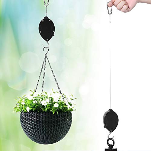 Segutage Einziehbarer Blumenampel Haken, Pflanzen Aufhängung Verstellbarer Pflanze, Blumentopf Halter mit Karabinerhaken Herunterziehen für Pflanzen Hof Blumen Haken Vogelkäfige