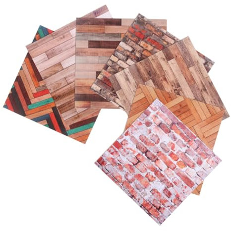 HANABASS 7 Sheets House Wall Stickers Self Adhesive Vintage Dollhouse Wallpaper Decals for Living Bedroom Study Decor Realistic Grain Design