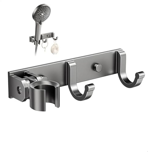 Supporto Soffione Doccia,Porta Soffione Doccia,Universale Supporto Doccia con 2 Ganci,Staffa a Muro Regolabile per l'asta Della per un uso Prolungato in Bagno