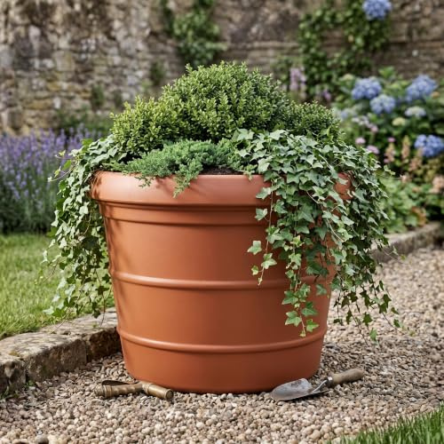 Trifibre 86cm Rotomoulded Large Planter (275L) - Frost-Proof Rust Effect | Heavy-duty classic plastic plant pot with 275L capacity, frost-proof and UV-resistant, ideal for gardens and patios.