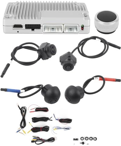 360 Degree Surrounding Camera System Panoramic View Backup Parking Monitor Video Recorder with 4 Cameras for Car SUV Truck Van ABS Metal 1920x1080p Resolution