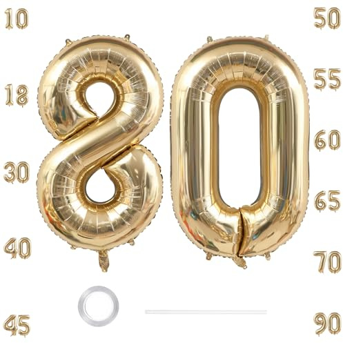 GoldRock XXL Luftballon 80 Geburtstag Deko Weißgold, 40 Zoll Ballon Deko 80 Geburtstag Frau Mann, Zahlen Luftballons Geburtstage 80,Geburtstagsdeko 80 Jahre,Folienballon 80 für Jubiläum,80 Luftballon