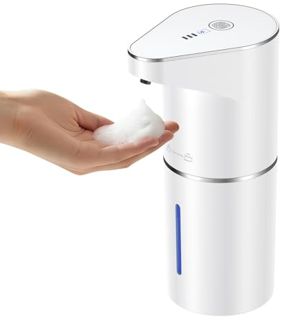 Fantictas Distributeur automatique de savon en mousse sans contact, distributeur mural à montage mural, réglable sur 3 niveaux, distributeur de savon électrique avec capteur de mouvement infrarouge