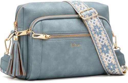 HILAEX Umhängetasche Damen Anti Diebstahl, Handtasche Damen Mittelgroß | mit 4 Fächern, mit Verstellbar Abnehmbar Breiter Gurt