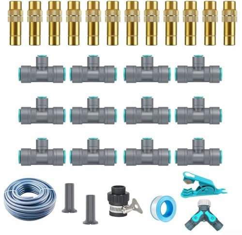 Tropfbewässerungsset, wassersparende effiziente Pflanzenbewässerung für Gärten und Töpfe, Schnellverbindung, 6-Wege-Sprinkler (C)