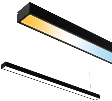 Horoz Electric LED Linienleuchte FORTIS Aufputz/Pendellechute Schwarz – 40W 3200lm IP20 – LED Deckenleuchte, Panel 3000K/4200K/6400K Einstellbar – Länge 118cm – Linear Lampe Hängend