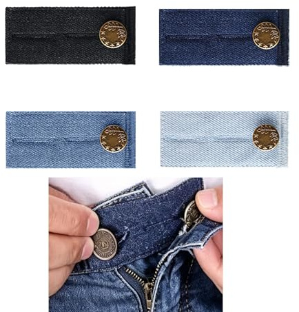 JCKD 4 Stück Hosenbundverlängerungsknöpfe, verstellbare Hosenbundverlängerungsknöpfe, Knopf-Hosenbundverlängerer, für Damen und Herren, geeignet für Hosen, Jeans, Röcke und Umstandshosen