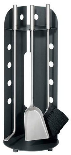 Lienbacher Kaminbesteck Edelstahl anthrazit beschichtet, Griffe mit Haltesicherung 3-TLG.