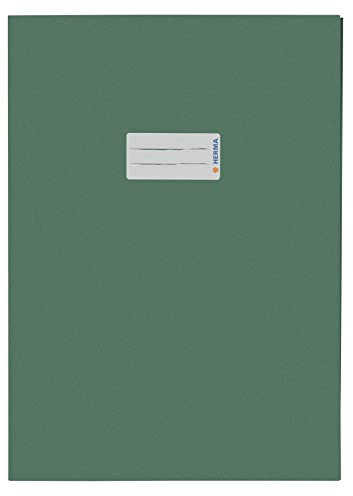 HERMA 5535 Heftumschlag A4 Papier Grün, Hefthülle mit Beschriftungsfeld aus extrem kräftigen Papier & satten Farben, Heftschoner für Schulhefte, farbig