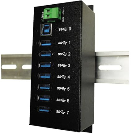 EXSYS EX-1187HMVS 4 Port USB 3.0 HUB Din-Rail-Kit 15KV ESD Surge Protection schwarz