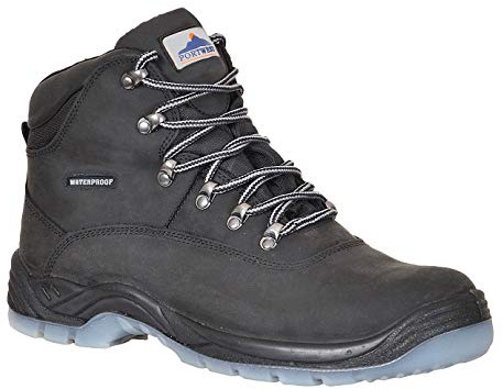 Portwest FW57 Steel Leather Ankle Boot Waterproof Membrane Padded Collar | Black, 7, S7 EN ISO 20345, Fuel and Oil Resistant Outsole, Anti-Static Footwear, Slip Resistant, Back Pull-Tab, Dual Density