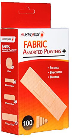 MasterPlast Fabric Assorted Plasters Box 100 - Flexible, Breathable & Durable