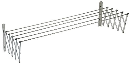 Sauvic Tendedero Extensible con fleje y 5 Varillas Acero Inoxidable 18/10 de 140 cm.