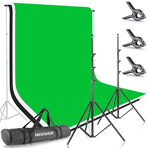 Neewer® 8.5ft*10ft/2.6M*3M Background Stand Support System with 6ft*9ft/1.8M*2.8M Backdrop (White,Black,Green) for Portrait, Product Photography and Video Shooting