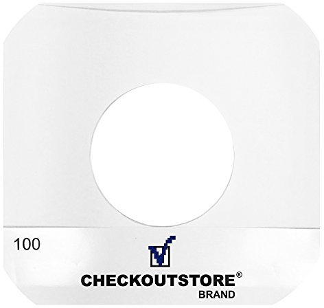 (100) CheckOutStore Paper Record Inner Sleeves With Hole for 7 Vinyl 45 RPM Records (Round Corners)