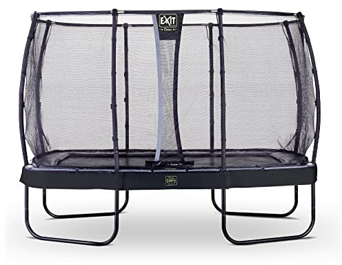 EXIT Toys Elegant Premium Rechteckiges Trampolin - 244x427cm - Deluxe Sicherheitsnetz - Extra Starker und Stabiler Rahmen - Lange Federn - Rostfrei - Einfache Montage - Luxuriöse Ausführung - Schwarz
