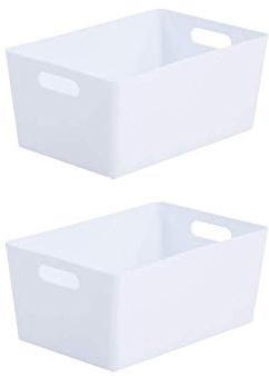 Wham Bam 4.02 Ice White Plastic Studio Storage Baskets Office Home & Kitchen Tidy Organiser 25.5 x 17 x 11cm (2 Baskets)