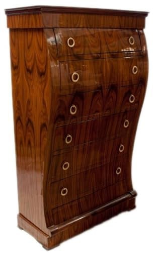 Casa Padrino Art Deco Kommode mit 6 Schubladen Braun 95 x 45 x H. 155 cm - Mahagoni Schubladenschrank - Wohnzimmerschrank - Art Deco Möbel