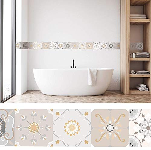 setecientosgramos Cenefa Auto-Adhesiva | Decoración de Pared Cocina & baño, 5 m x 15 cm | Terra