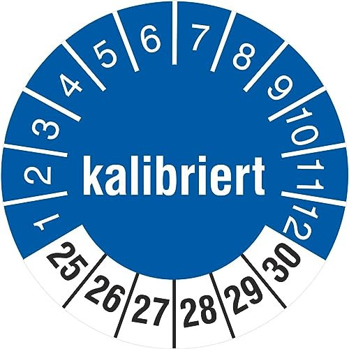 200 Prüfetiketten kalibriert 18 mm 2025-2030 Aufkleber Prüfplaketten
