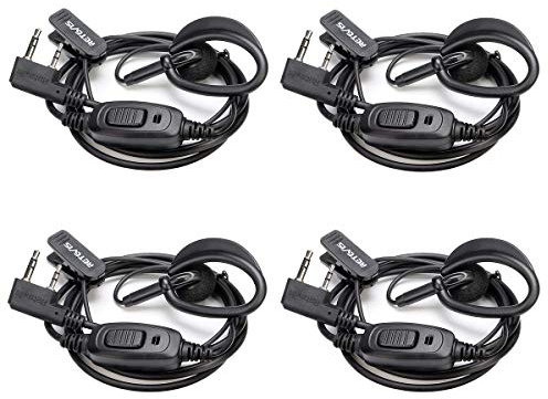 Retevis Radio Earpiece with Mic 2 Pin Earhook Earpiece Security Headset Compatible with RT24 RT27 RT28 RT619 RT668 UV-5R BF-88E BF-888S Kenwood Two Way Radio Headset (4 pcs)