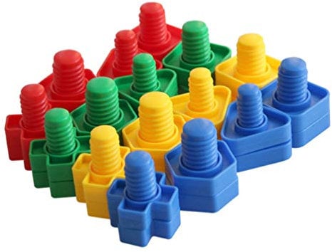 TOYANDONA 16 Pairs Jumbo Nuts and Bolts Set Shapes and Colors Matching Toys Tightening Screw Shape Sorter Cube Toys Kids Educational for Christmas New Year Holiday Supplies