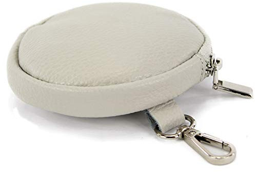 modamoda de P10 / P08 Damen Leder Rauleder Geldbörse Münzgeldbörse Taschenanhänger ø 11,5 cm handmade in Italy, Farbe:Hellgrau