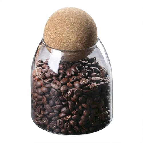 JIAHG Glass Jars Ball Cork Jar Airtight Kitchen Canisters with Bamboo Lids High Borosilicate Cylinder Food Storage Jar Clear Glass Bottles for Tea Coffee Beans Dried Fruits